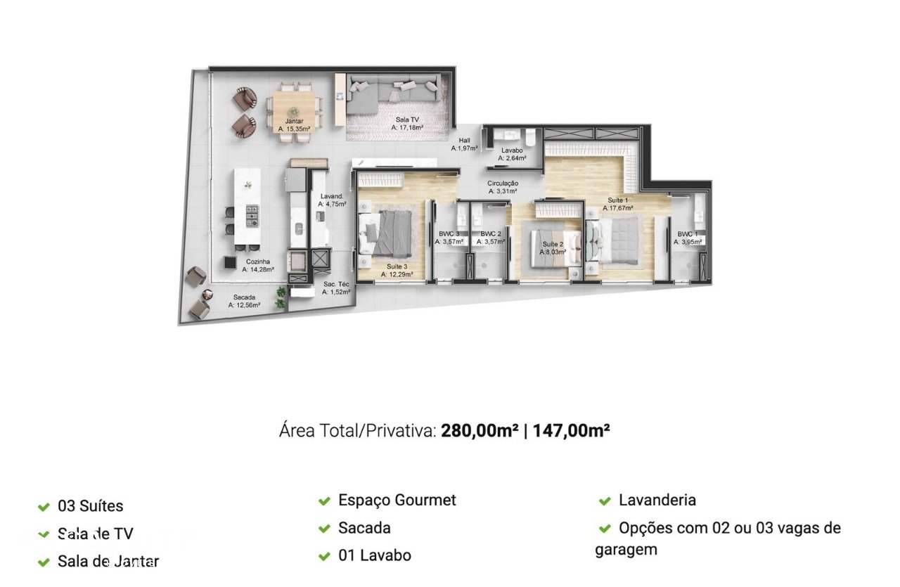 Apartamento à venda com 3 suítes em Piçarras