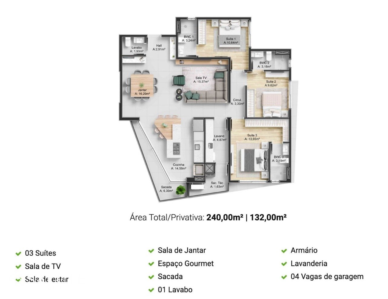 Apartamento à venda com 3 suítes em Piçarras